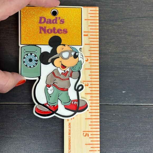 Vtg Disney Mickey Mouse Refrigerator Magnet Dads Notes Gold Glitter 90s Retro - Picture 3 of 4